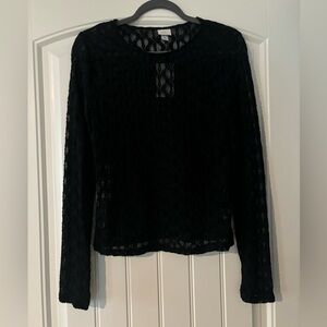 NWT a new day Black Lace Long Sleeve Top